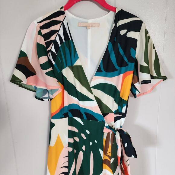 Farm Rio Look Hutch Kiera Tropical Print Wrap Maxi Dress XS - Picture 3 of 16